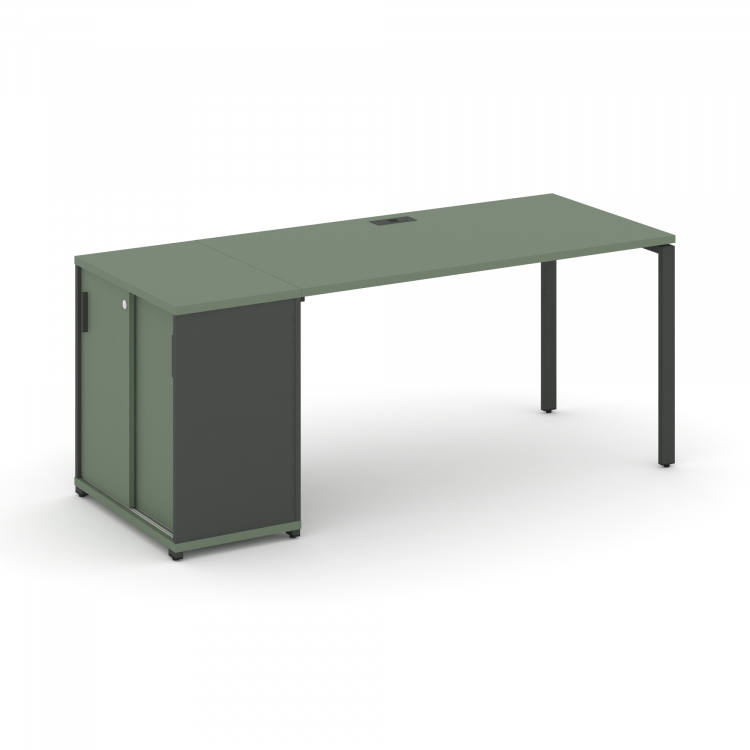 Concept Стол рабочий с опорным шкафом-купе CN.SP-236 A Кобо/Антрацит/Металл Антрацит 2000*720*750