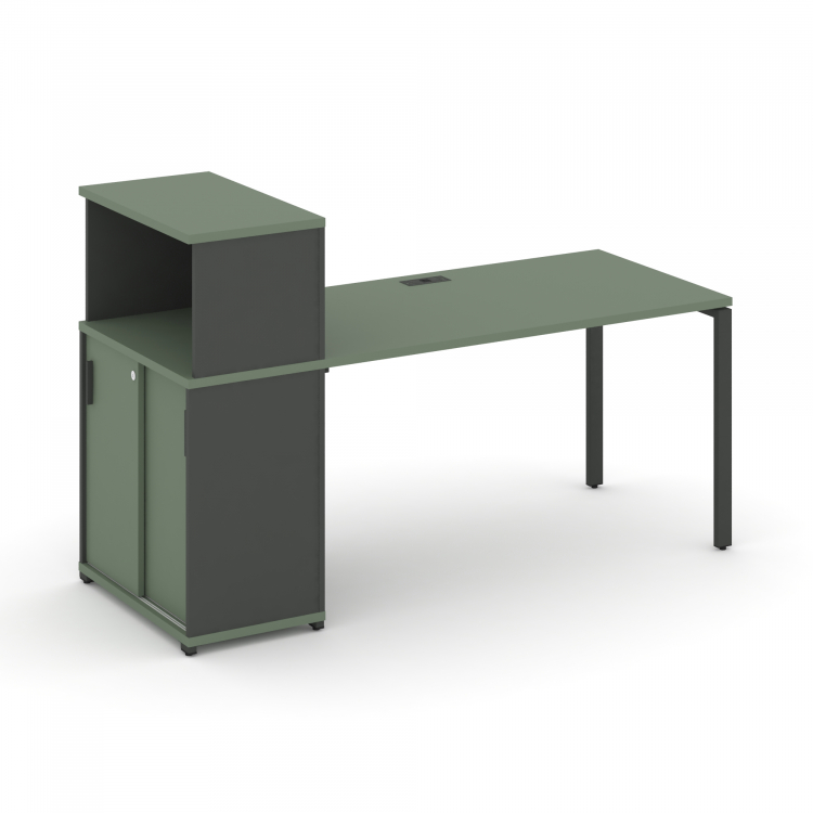 Concept Стол рабочий с опорным шкафом-купе с надставкой низ. CN.SP-239 A Кобо/Антрацит/Металл Антрац