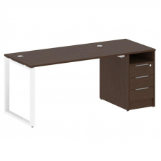Metal System Рабочая станция с тумбой на О-образном м/к БО.РС-СТП-1.3 Венге Цаво/Металл Белый 1812*7