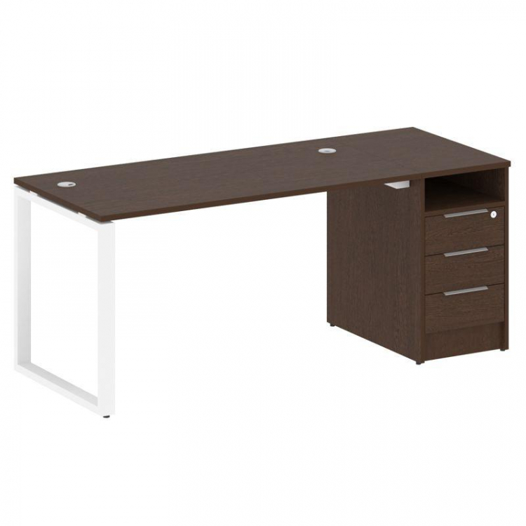 Metal System Рабочая станция с тумбой на О-образном м/к БО.РС-СТП-1.3 Венге Цаво/Металл Белый 1812*7