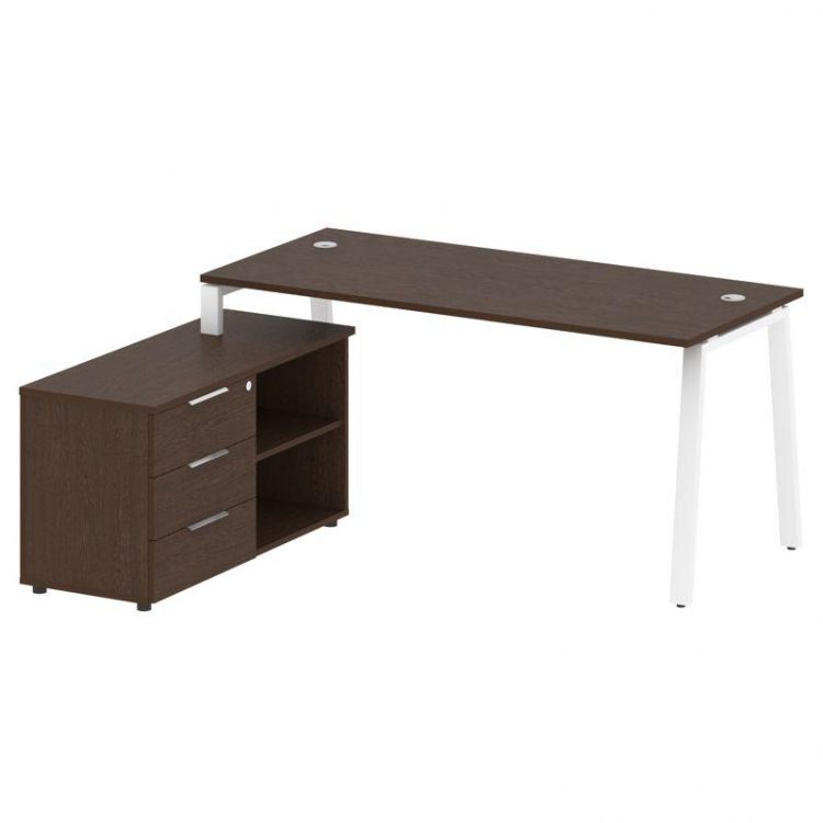 Metal System Рабочая станция с тумбой на А-образном м/к БА.РС-СТС-2.4 (L) Венге Цаво/Металл Белый 17