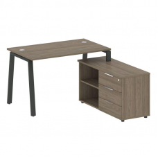 Metal System Рабочая станция с тумбой на А-образном м/к БА.РС-СТС-2.2 (R) Вяз Благородный/Металл Ант