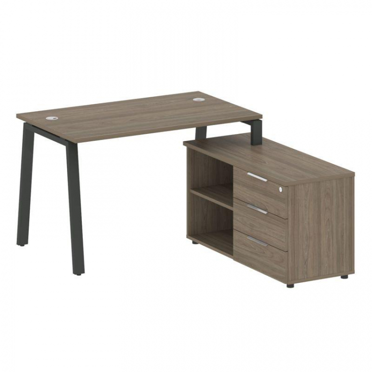 Metal System Рабочая станция с тумбой на А-образном м/к БА.РС-СТС-2.2 (R) Вяз Благородный/Металл Ант