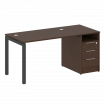 Metal System Quattro Рабочая станция с тумбой на П-образном м/к 50БП.РС-СТП-1.2 Венге Цаво/Металл Ан