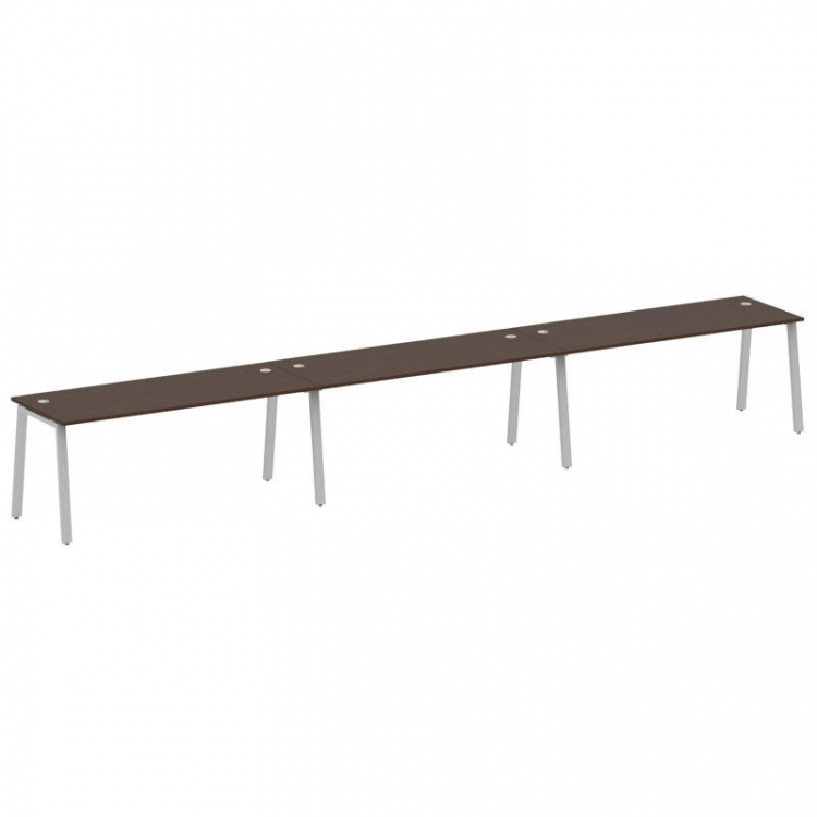 Metal System Рабочая станция на 3 места на А-образном м/к БА.СМ-3.5 Венге Цаво/Металл Серый 5400*720