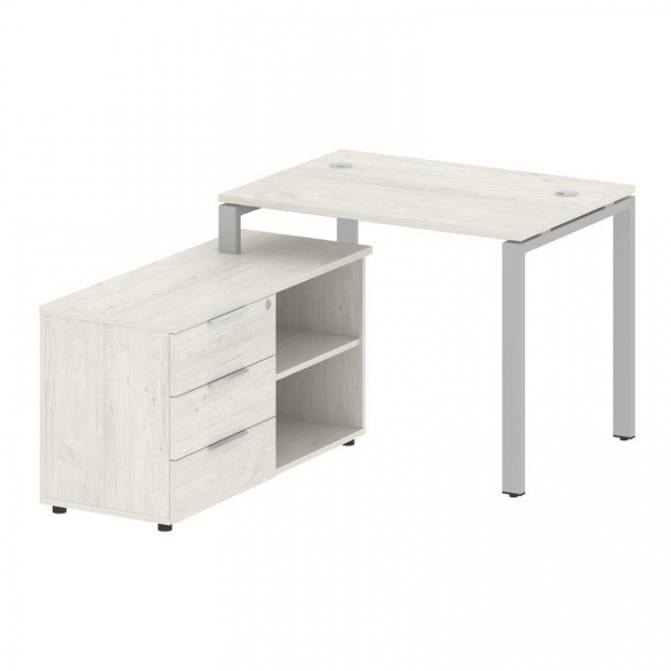 Metal System Рабочая станция с тумбой на П-образном м/к БП.РС-СТС-2.1 (L) Дуб Наварра/Металл Серый 1