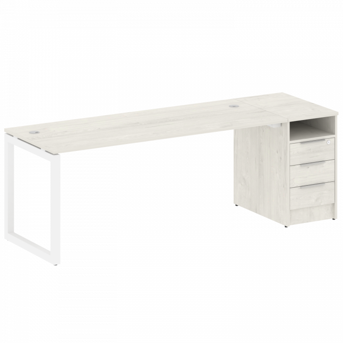 Метал Систем Куатро Рабочая станция с тумбой на О-образном м/к 50БО.РС-СТП-1.5 Дуб Наварра/Металл Бе