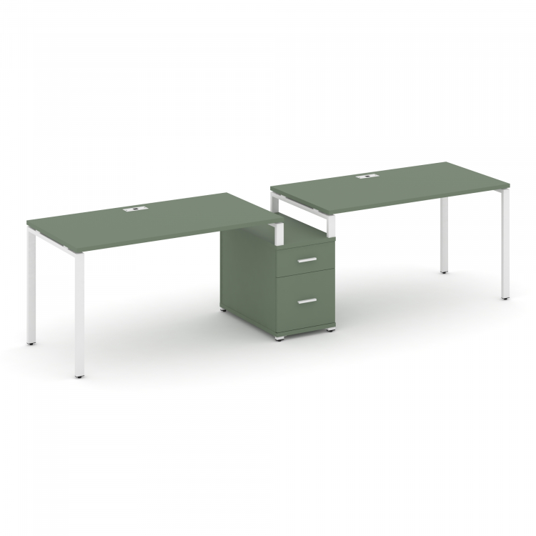 Concept Рабочая станция 2 места с 1 опорной тумбой CN.ORS-305 W Кобо/Металл Белый 2272*720*750