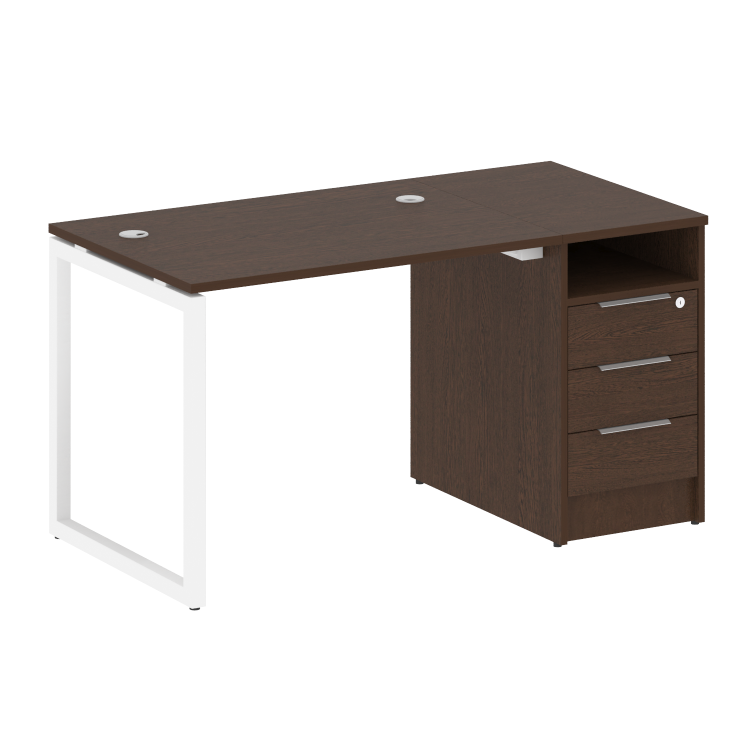 Metal System Quattro Рабочая станция с тумбой на О-образном м/к 40БО.РС-СТП-1.1 Венге Цаво/Металл Бе