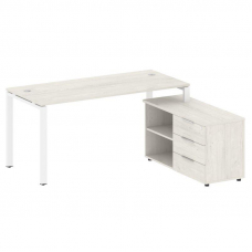 Metal System Рабочая станция с тумбой на П-образном м/к БП.РС-СТС-2.4 (R) Дуб Наварра/Металл Белый 1