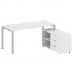 Metal System Рабочая станция с тумбой на П-образном м/к БП.РС-СТС-2.4 (R) Белый/Металл Серый 1700*15