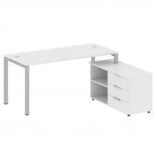Metal System Рабочая станция с тумбой на П-образном м/к БП.РС-СТС-2.4 (R) Белый/Металл Серый 1700*15