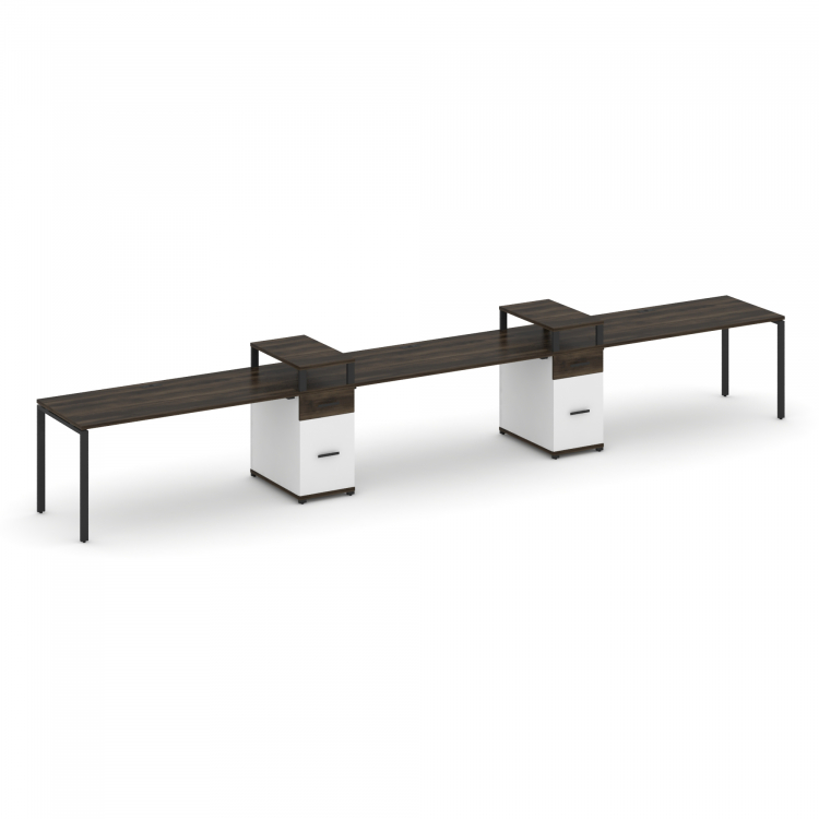 Concept Рабочая станция 3 места с 2 опорными тумбами CN.ORS-456 B Дуб Мали/Белый Бриллиант/Металл Че