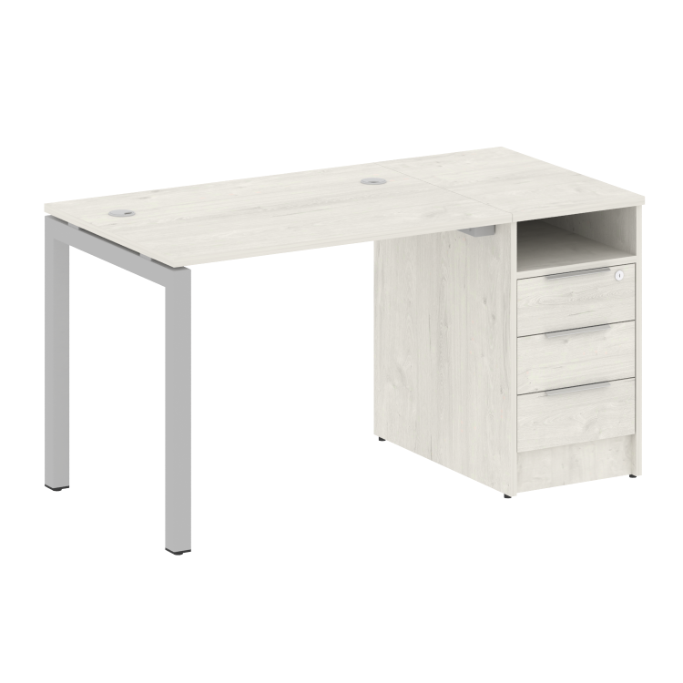 Metal System Quattro Рабочая станция с тумбой на П-образном м/к 50БП.РС-СТП-1.1 Дуб Наварра/Металл С