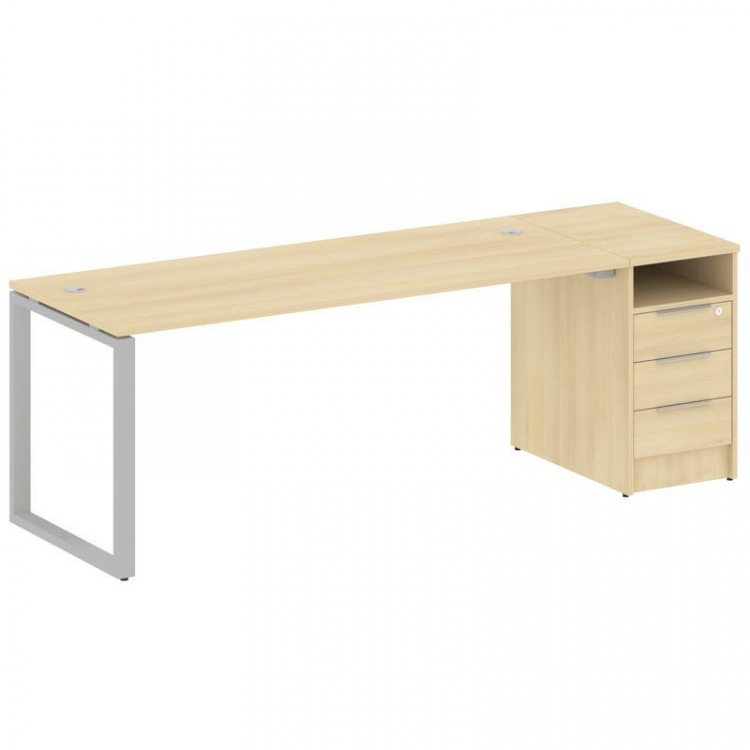 Metal System Рабочая станция с тумбой на О-образном м/к БО.РС-СТП-1.5 Акация Лорка/Металл Серый 2212