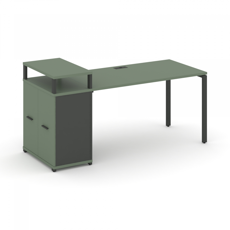 Concept Стол рабочий с опорным распаш. шкафом с верх. горизонтом CN.SP-224 A Кобо/Антрацит/Металл А