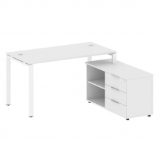 Metal System Рабочая станция с тумбой на П-образном м/к БП.РС-СТС-2.3 (R) Белый/Металл Белый 1500*15