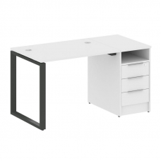 Metal System Рабочая станция с тумбой на О-образном м/к БО.РС-СТП-1.1 Белый/Металл Антрацит 1412*720