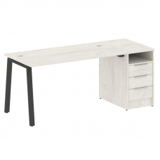 Metal System Рабочая станция с тумбой на А-образном м/к БА.РС-СТП-1.3 Дуб Наварра/Металл Антрацит 18