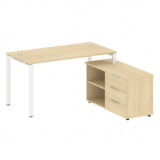 Metal System Рабочая станция с тумбой на П-образном м/к БП.РС-СТС-2.3 (R) Акация Лорка/Металл Белый