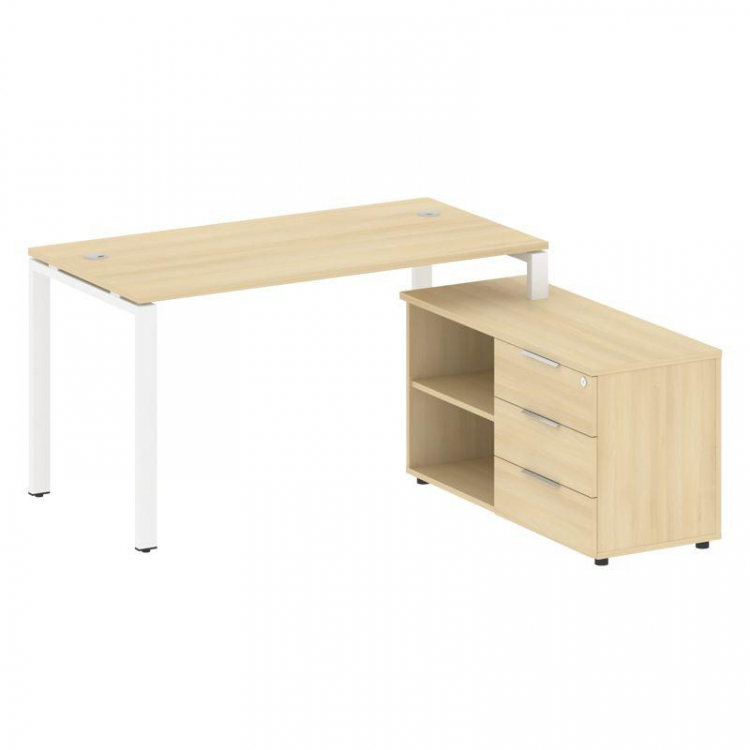 Metal System Рабочая станция с тумбой на П-образном м/к БП.РС-СТС-2.3 (R) Акация Лорка/Металл Белый