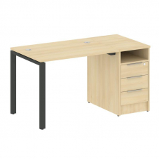 Metal System Рабочая станция с тумбой на П-образном м/к БП.РС-СТП-1.1 Акация Лорка/Металл Антрацит 1