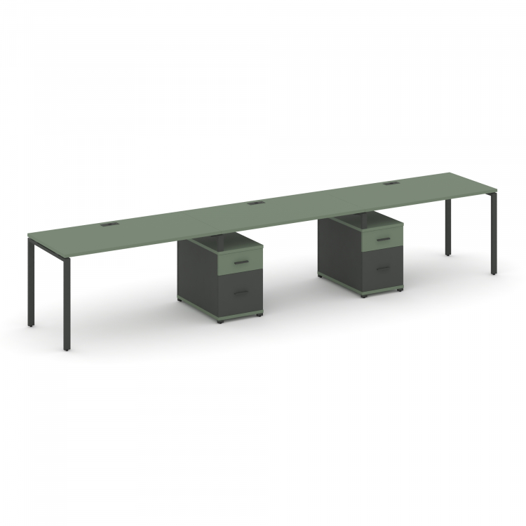 Concept Рабочая станция 3 места с 2 опорными тумбами CN.ORS-337 A Кобо/Антрацит/Металл Антрацит 2940