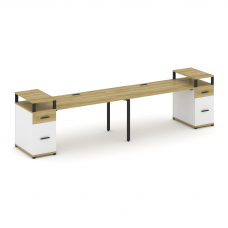 Concept Рабочая станция 2 места с 2 опорными тумбами CN.ORS-431 B Дуб Винченцо/Белый Бриллиант/Метал