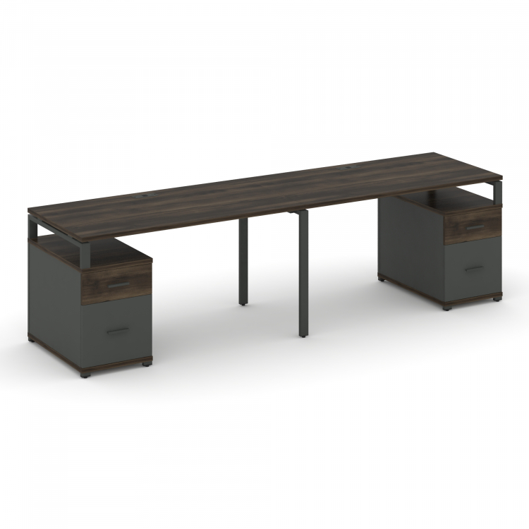 Concept Рабочая станция 2 места с 2 опорными тумбами CN.ORS-322 A Дуб Мали/Антрацит/Металл Антрацит