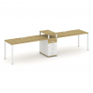Concept Рабочая станция 2 места с 1 опорной тумбой CN.ORS-420 W Дуб Винченцо/Белый Бриллиант/Металл