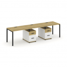 Concept Рабочая станция 3 места с 2 опорными тумбами CN.ORS-337 B Дуб Винченцо/Белый Бриллиант/Метал