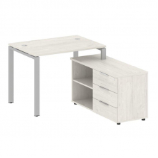Metal System Рабочая станция с тумбой на П-образном м/к БП.РС-СТС-2.1 (R) Дуб Наварра/Металл Серый 1