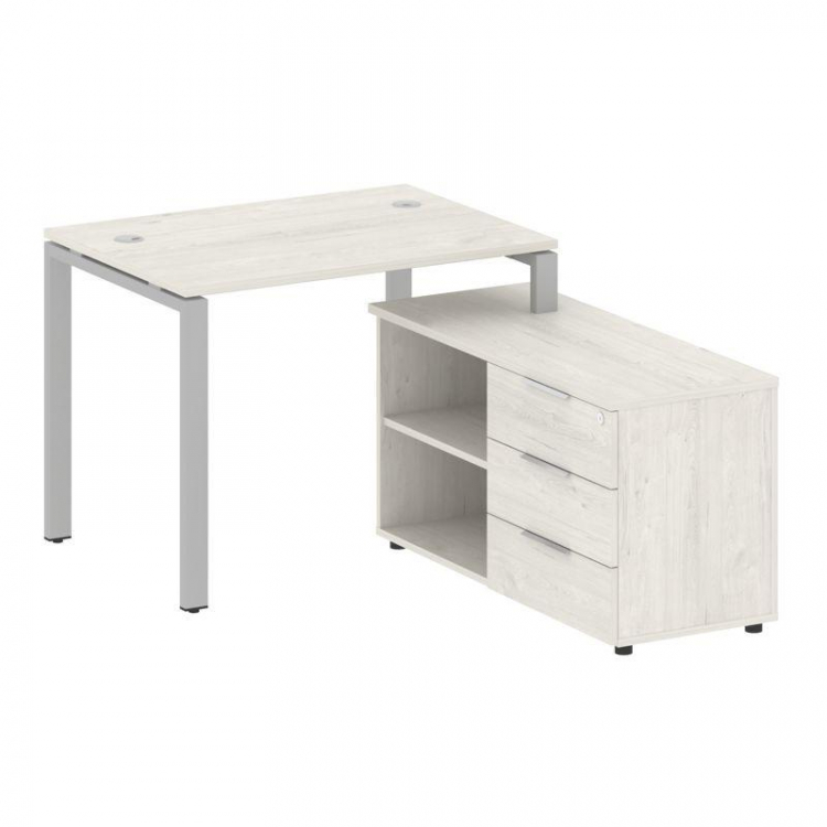 Metal System Рабочая станция с тумбой на П-образном м/к БП.РС-СТС-2.1 (R) Дуб Наварра/Металл Серый 1