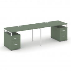 Concept Рабочая станция 2 места с 2 опорными тумбами CN.ORS-322 W Кобо/Металл Белый 2360/3092*720*75