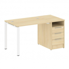 Metal System Рабочая станция с тумбой на П-образном м/к БП.РС-СТП-1.1 Акация Лорка/Металл Белый 1412