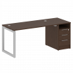 Metal System Quattro Рабочая станция с тумбой на О-образном м/к 50БО.РС-СТП-1.3 Венге Цаво/Металл Се