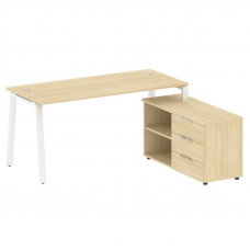 Metal System Рабочая станция с тумбой на А-образном м/к БА.РС-СТС-2.4 (R) Акация Лорка/Металл Белый
