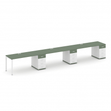 Concept Рабочая станция 3 места с 3 опорными тумбами CN.ORS-442 W Кобо/Белый Бриллиант/Металл Белый