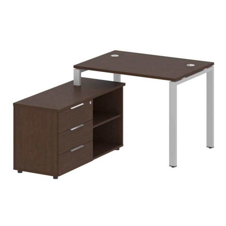 Metal System Рабочая станция с тумбой на П-образном м/к БП.РС-СТС-2.1 (L) Венге Цаво/Металл Серый 11