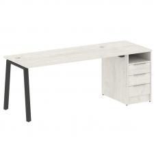 Metal System Рабочая станция с тумбой на А-образном м/к БА.РС-СТП-1.4 Дуб Наварра/Металл Антрацит 20