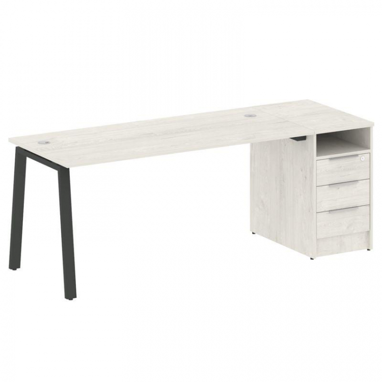 Metal System Рабочая станция с тумбой на А-образном м/к БА.РС-СТП-1.4 Дуб Наварра/Металл Антрацит 20