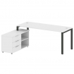 Metal System Рабочая станция с тумбой на П-образном м/к БП.РС-СТС-2.5 (L) Белый/Металл Антрацит 1900