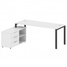 Metal System Рабочая станция с тумбой на П-образном м/к БП.РС-СТС-2.5 (L) Белый/Металл Антрацит 1900