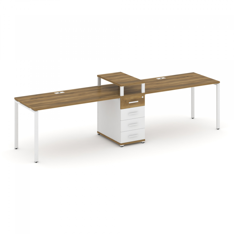 Concept Рабочая станция 2 места с 1 опорной тумбой CN.ORS-419 W Сандал Янтарный/Белый Бриллиант/Мета