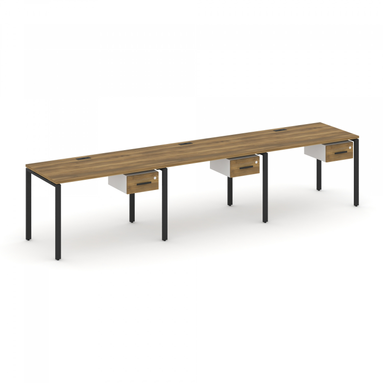 Concept Рабочая станция односторонняя с подвес. тумбами 3 места CN.ORS-130 B Сандал Янтарный/Белый Б