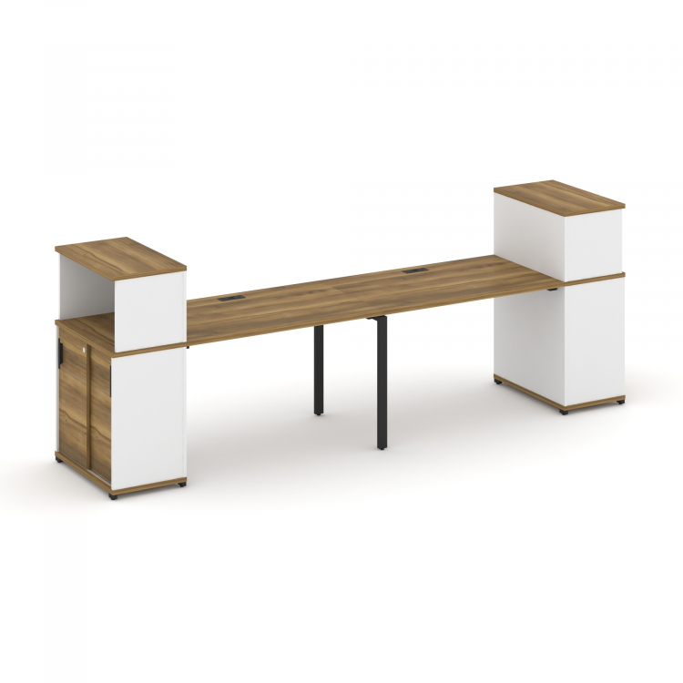 Concept Рабочая станция с опорными шкафом-купе с надставкой низ. CN.ORS-238 B Сандал Янтарный/Белый