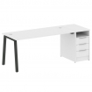 Metal System Рабочая станция с тумбой на А-образном м/к БА.РС-СТП-1.4 Белый/Металл Антрацит 2012*720