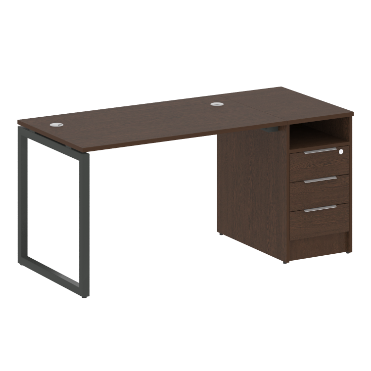 Metal System Quattro Рабочая станция с тумбой на О-образном м/к 40БО.РС-СТП-1.2 Венге Цаво/Металл Ан