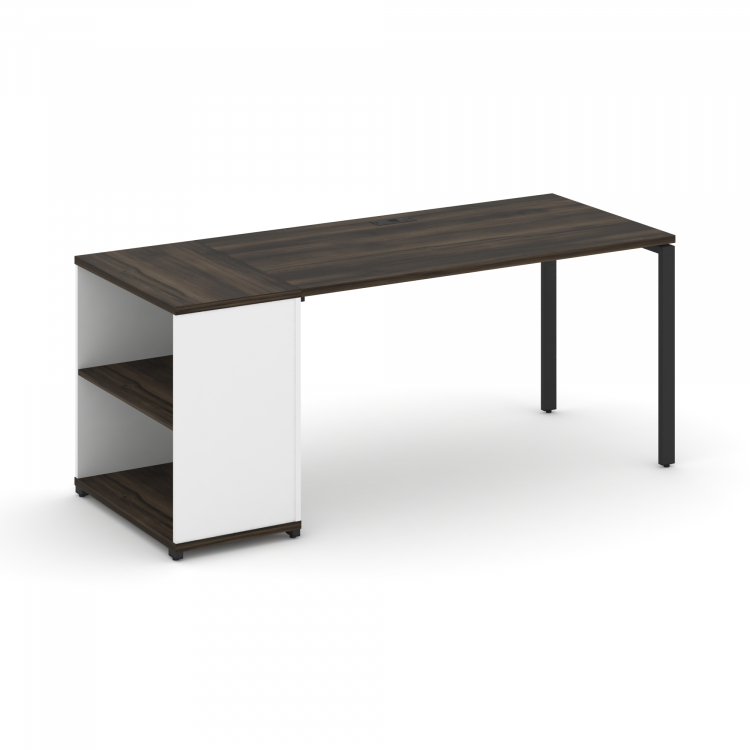 Concept Стол рабочий с опорным стеллажом CN.SP-203 Дуб Мали/Белый Бриллиант/Металл Черный 1800*720*7