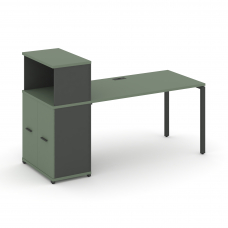 Concept Стол рабочий с опорным распаш. шкафом с надставкой низ. CN.SP-225 A Кобо/Антрацит/Металл Ант